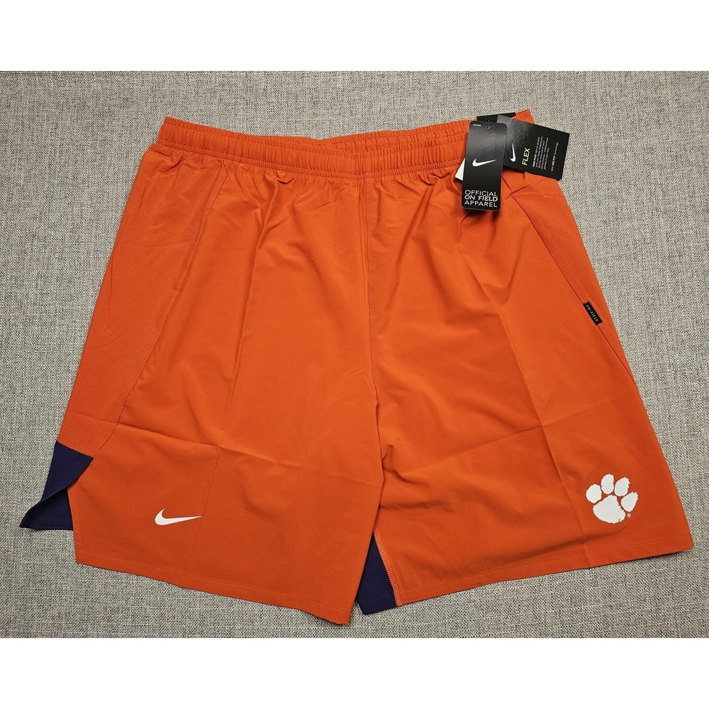 Clemson Tigers Shorts Mens 2XL Orange Nike Dri Fit Flex Football Team Issued